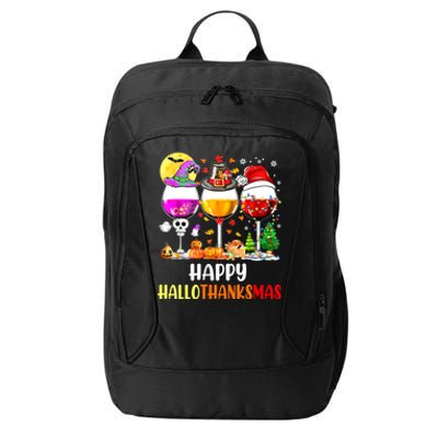 Happy Hallothanksmas Wine Glasses Wine Lover City Backpack