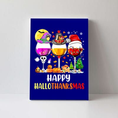 Happy Hallothanksmas Wine Glasses Wine Lover Canvas