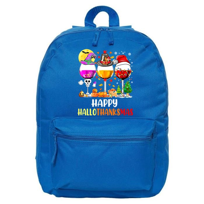 Happy Hallothanksmas Wine Glasses Wine Lover 16 in Basic Backpack