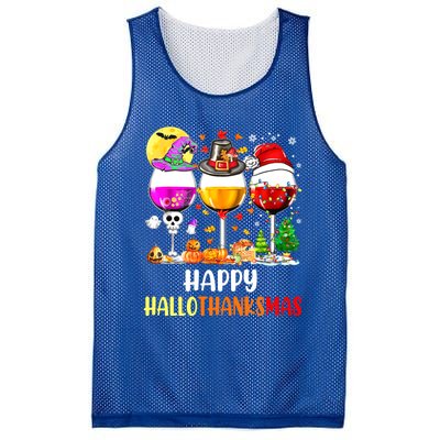 Happy Hallothanksmas Wine Glasses Wine Lover Mesh Reversible Basketball Jersey Tank