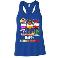 Happy Hallothanksmas Wine Glasses Wine Lover Women's Racerback Tank