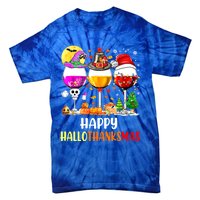 Happy Hallothanksmas Wine Glasses Wine Lover Tie-Dye T-Shirt