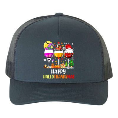 Happy Hallothanksmas Wine Glasses Wine Lover Yupoong Adult 5-Panel Trucker Hat