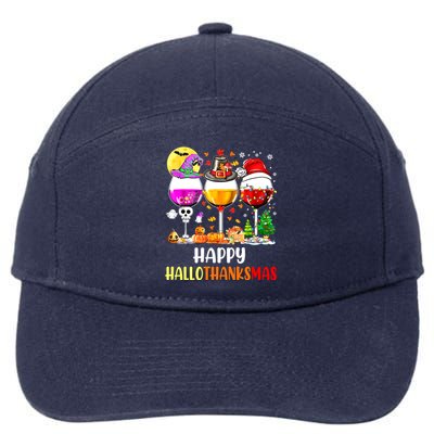 Happy Hallothanksmas Wine Glasses Wine Lover 7-Panel Snapback Hat