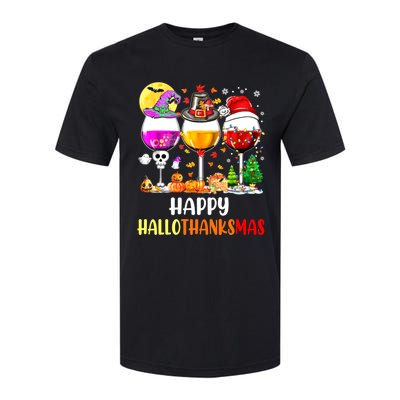 Happy Hallothanksmas Wine Glasses Wine Lover Softstyle CVC T-Shirt