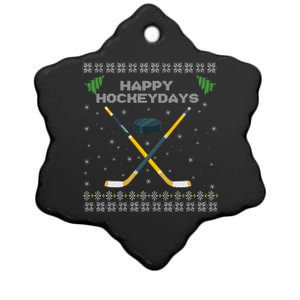 Happy Hockeydays Xmas For Lovers Ceramic Star Ornament