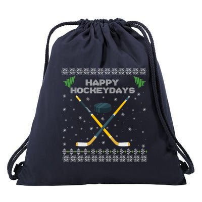 Happy Hockeydays Xmas For Lovers Drawstring Bag