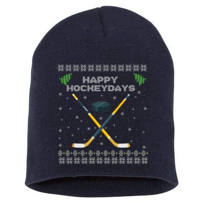 Happy Hockeydays Xmas For Lovers Short Acrylic Beanie