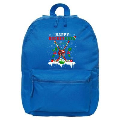 Happy Hockey Xmas Days Ice Hockey Equipt Player Family Gift 16 in Basic Backpack