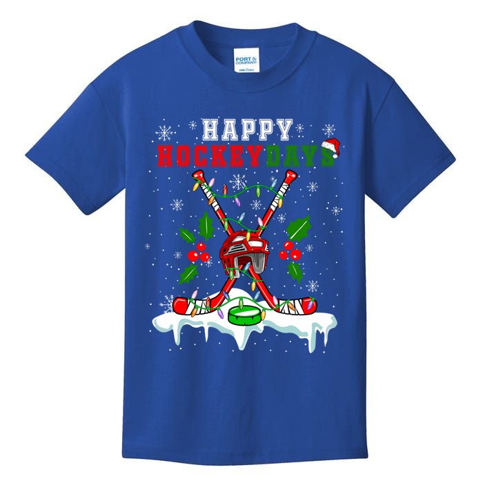 Happy Hockey Xmas Days Ice Hockey Equipt Player Family Gift Kids T-Shirt