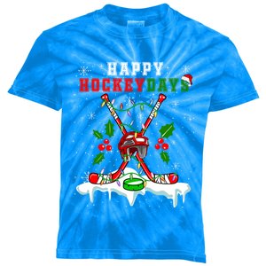 Happy Hockey Xmas Days Ice Hockey Equipt Player Family Gift Kids Tie-Dye T-Shirt