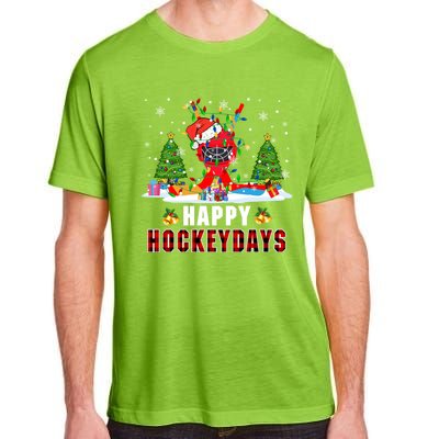 Happy Hockey Xmas Days Santa Ice Hockey Equipt Player Gift Adult ChromaSoft Performance T-Shirt