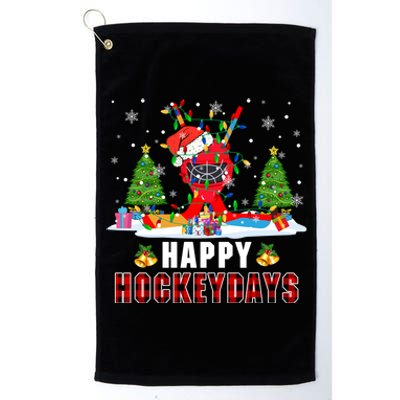 Happy Hockey Xmas Days Santa Ice Hockey Equipt Player Gift Platinum Collection Golf Towel