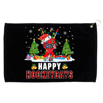 Happy Hockey Xmas Days Santa Ice Hockey Equipt Player Gift Grommeted Golf Towel