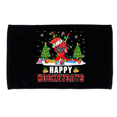 Happy Hockey Xmas Days Santa Ice Hockey Equipt Player Gift Microfiber Hand Towel