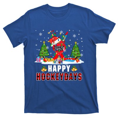 Happy Hockey Xmas Days Santa Ice Hockey Equipt Player Gift T-Shirt