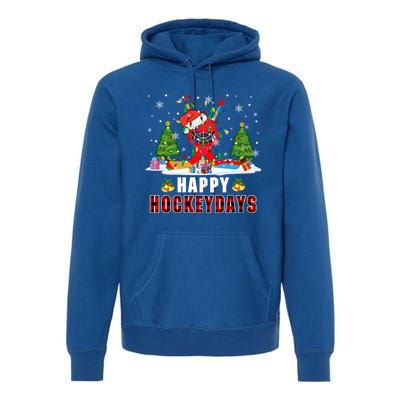 Happy Hockey Xmas Days Santa Ice Hockey Equipt Player Gift Premium Hoodie