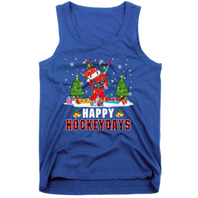 Happy Hockey Xmas Days Santa Ice Hockey Equipt Player Gift Tank Top