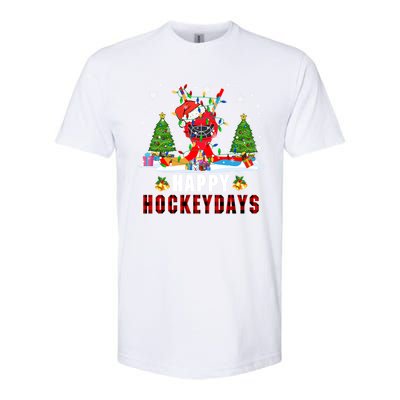 Happy Hockey Xmas Days Santa Ice Hockey Equipt Player Gift Softstyle CVC T-Shirt