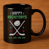 Happy Hockeydays Xmas For Lovers 11oz C Handle Ceramic Mug