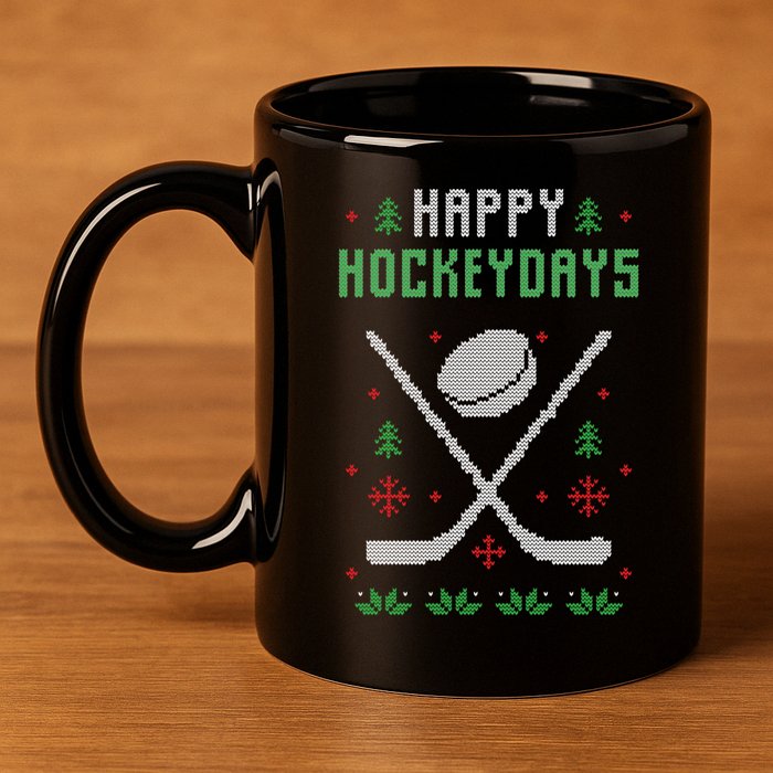 Happy Hockeydays Xmas For Lovers 11oz C Handle Ceramic Mug