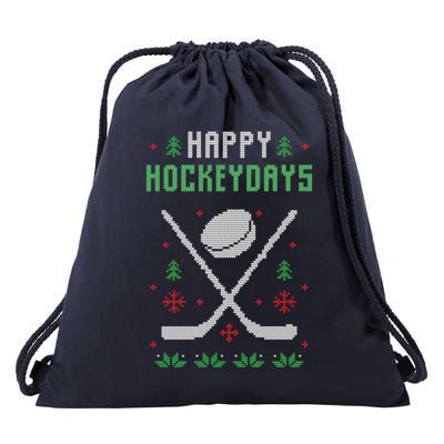 Happy Hockeydays Xmas For Lovers Drawstring Bag