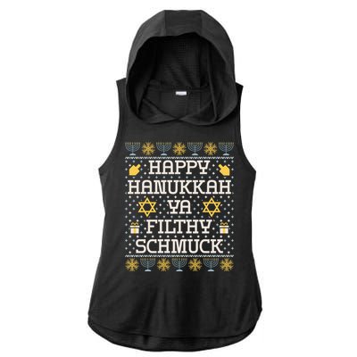 Happy Hanukkah Ya Filthy Schmuck Funny Hanukkah Idea Ladies PosiCharge Tri-Blend Wicking Draft Hoodie Tank