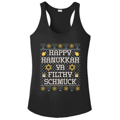 Happy Hanukkah Ya Filthy Schmuck Funny Hanukkah Idea Ladies PosiCharge Competitor Racerback Tank