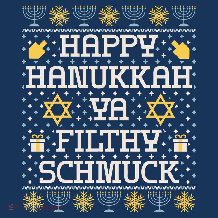 Happy Hanukkah Ya Filthy Schmuck Funny Hanukkah Idea Sustainable Beanie