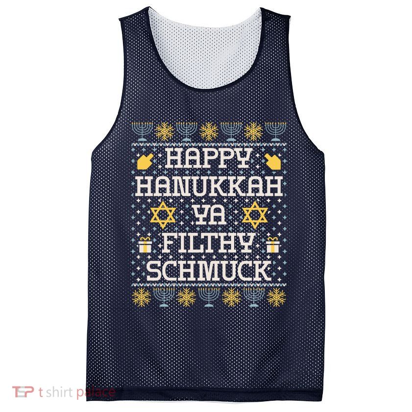 Happy Hanukkah Ya Filthy Schmuck Funny Hanukkah Idea Mesh Reversible Basketball Jersey Tank