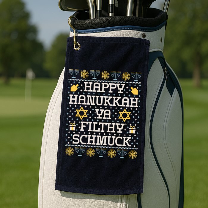 Happy Hanukkah Ya Filthy Schmuck Funny Hanukkah Idea Golf Towel