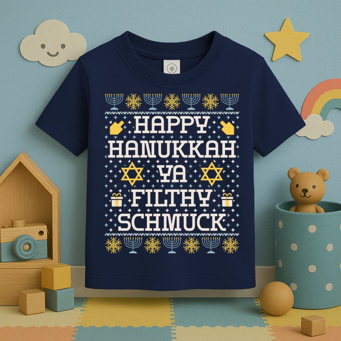 Happy Hanukkah Ya Filthy Schmuck Funny Hanukkah Idea Toddler T-Shirt