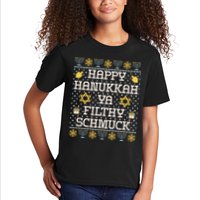 Happy Hanukkah Ya Filthy Schmuck Funny Hanukkah Idea Kids T-Shirt