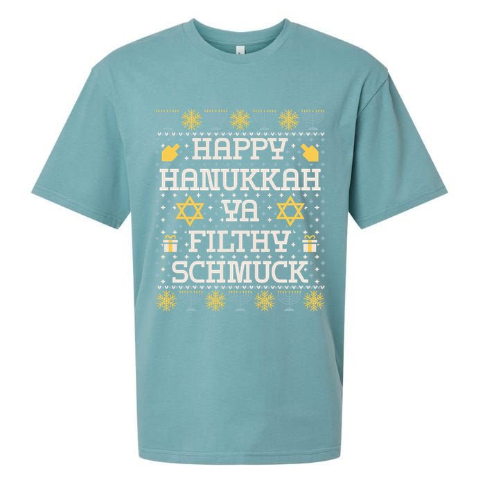 Happy Hanukkah Ya Filthy Schmuck Funny Hanukkah Idea Sueded Cloud Jersey T-Shirt