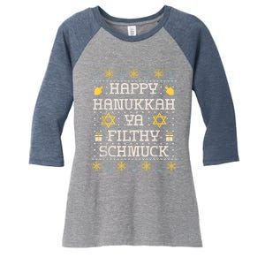 Happy Hanukkah Ya Filthy Schmuck, Funny Hanukkah Gift Women's Tri-Blend 3/4-Sleeve Raglan Shirt