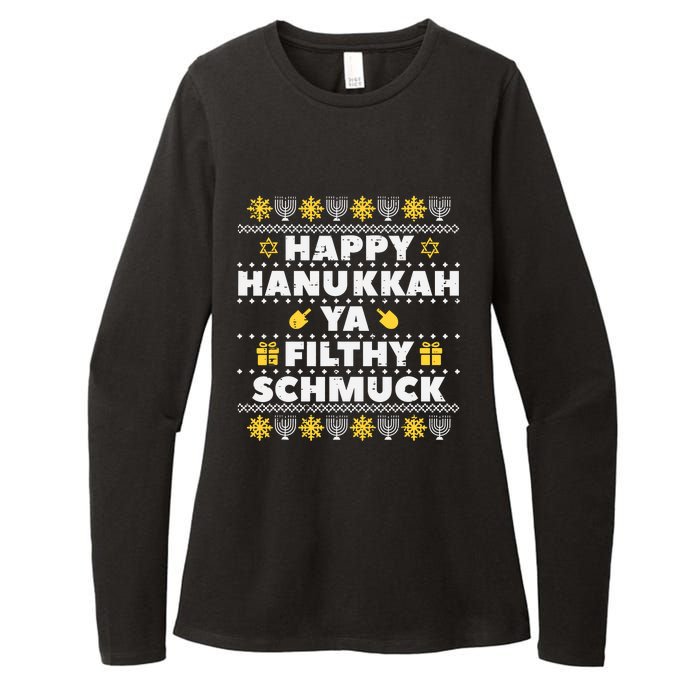 Happy Hanukkah Ya Filthy Ugly Chanukah Funny Jew Womens CVC Long Sleeve Shirt