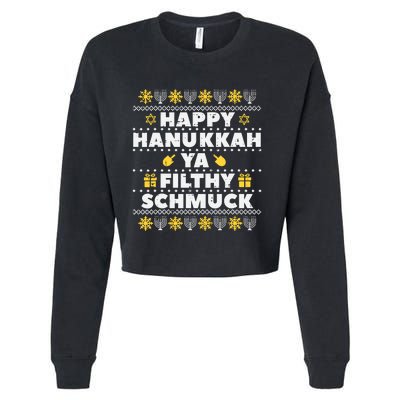 Happy Hanukkah Ya Filthy Ugly Chanukah Funny Jew Cropped Pullover Crew