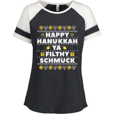 Happy Hanukkah Ya Filthy Ugly Chanukah Funny Jew Enza Ladies Jersey Colorblock Tee