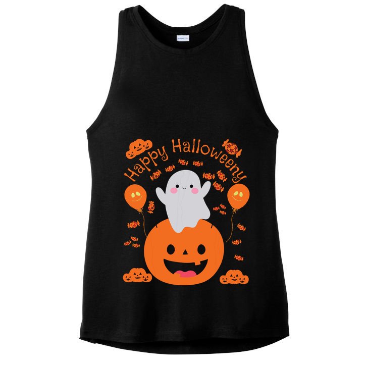 Happy Halloween Y Cute Boy And Girls Costume As A Ghost Ladies PosiCharge Tri-Blend Wicking Tank