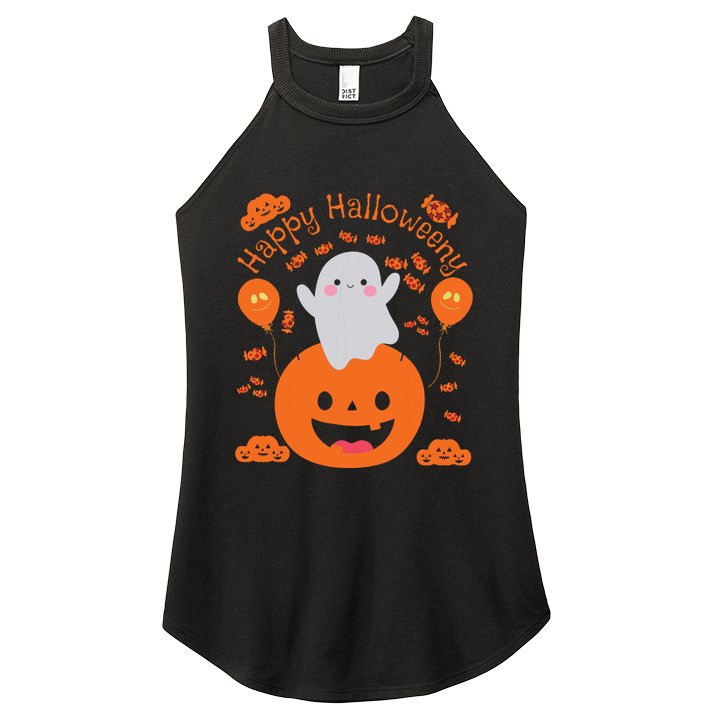 Happy Halloween Y Cute Boy And Girls Costume As A Ghost Women's Perfect Tri Rocker Tank