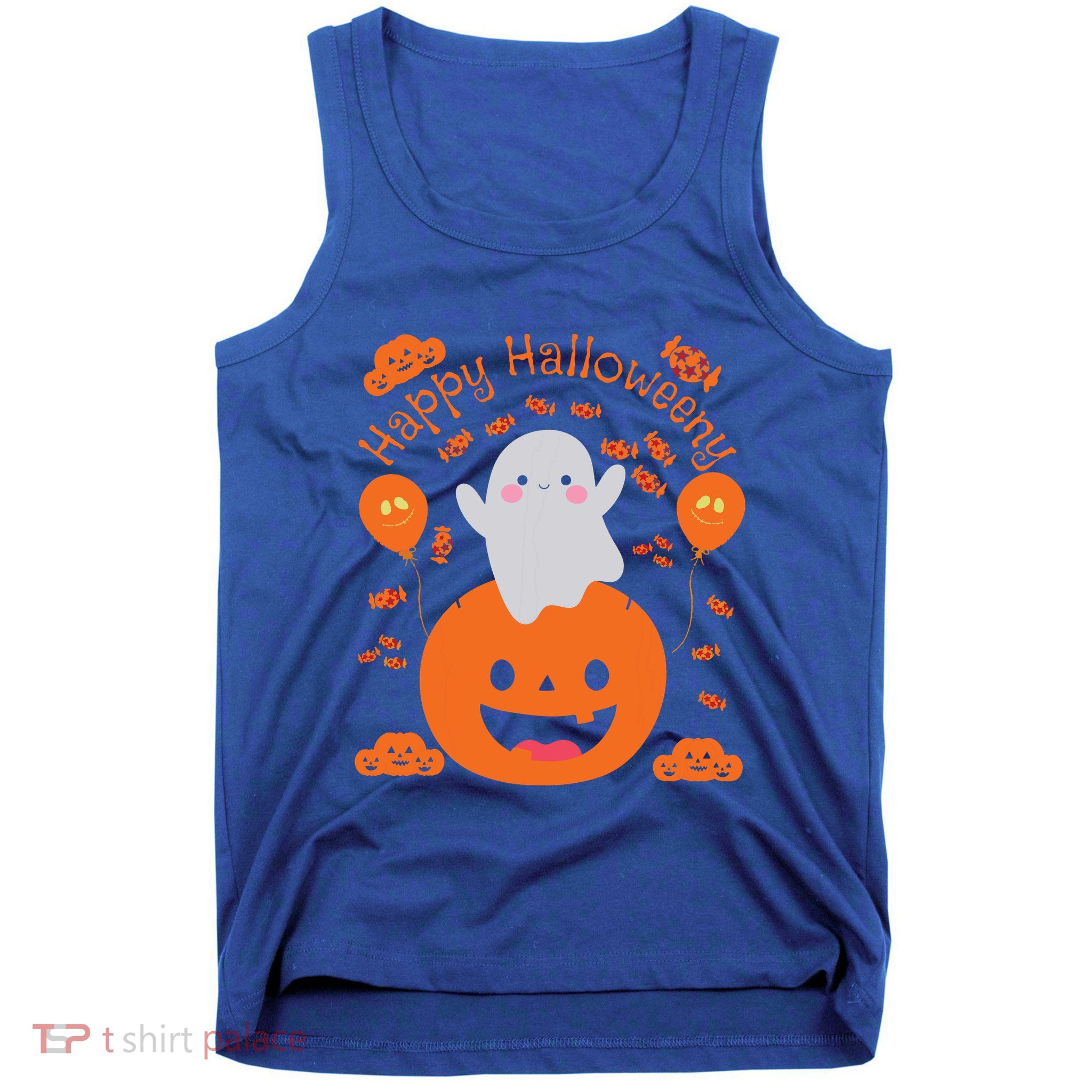 Happy Halloween Y Cute Boy And Girls Costume As A Ghost Tank Top
