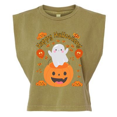 Happy Halloween y Cute Costume as a Ghost Garment-Dyed Women's Muscle Tee