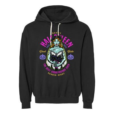 Happy Halloween Zombie Bride Ghoulfriends Zombies Funny Garment-Dyed Fleece Hoodie