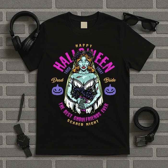 Happy Halloween Zombie Bride Ghoulfriends Zombies Funny T-Shirt