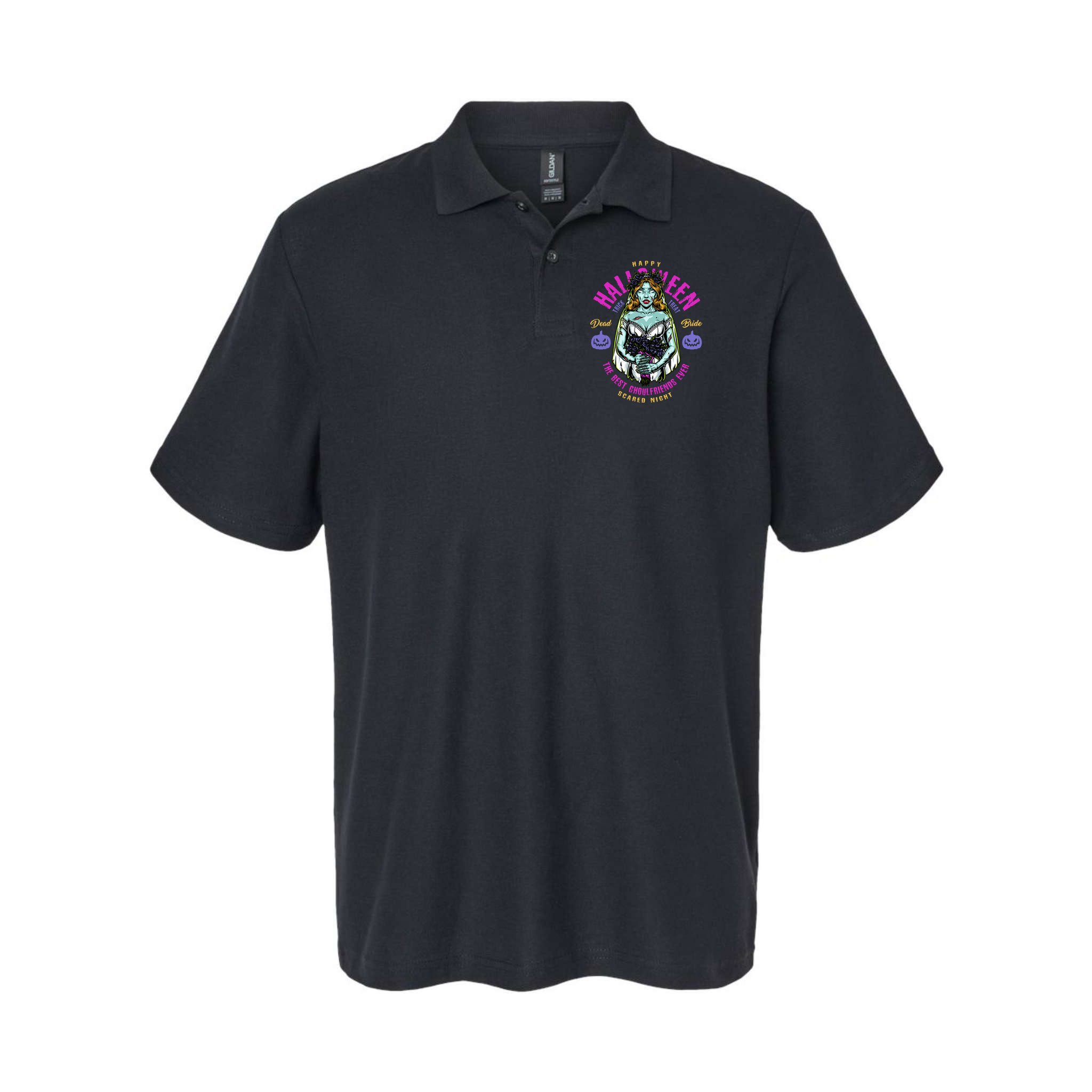 Happy Halloween Zombie Bride Ghoulfriends Zombies Funny Polo