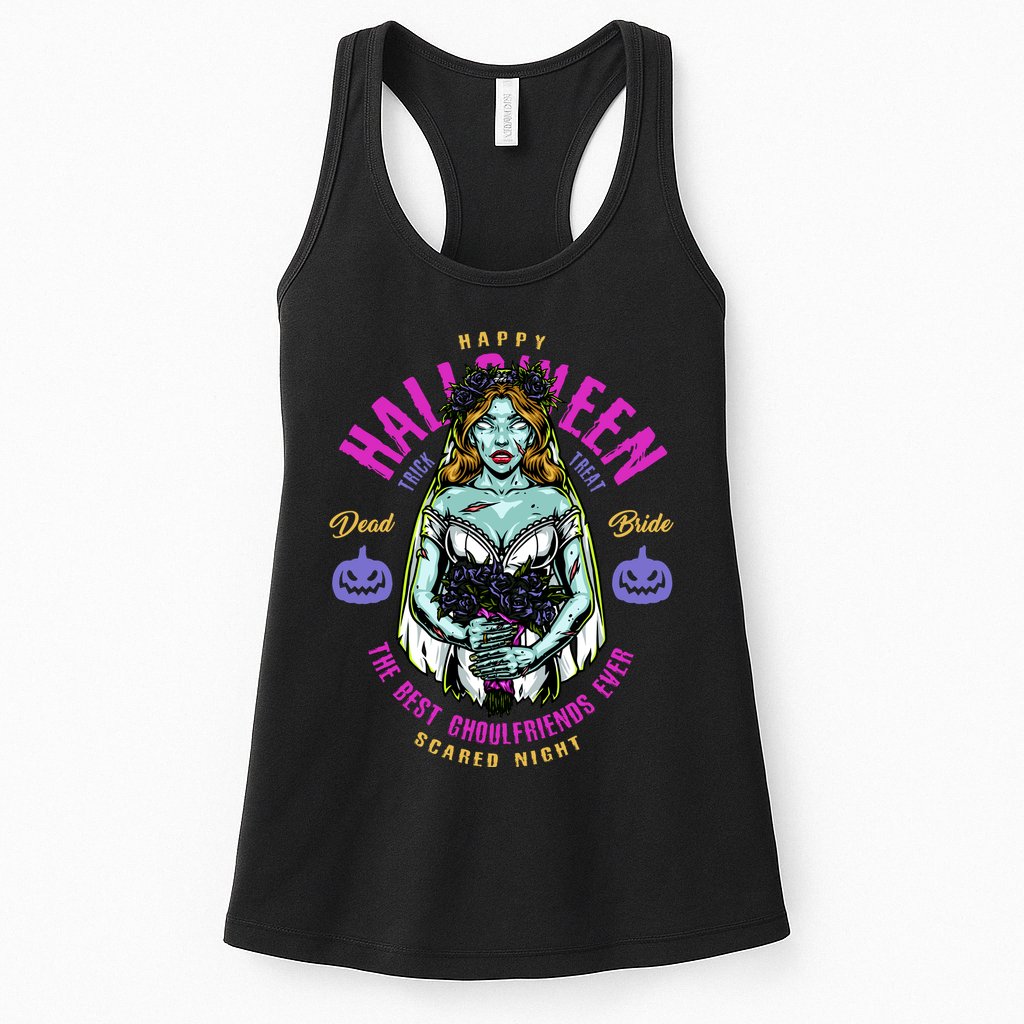 Happy Halloween Zombie Bride Ghoulfriends Zombies Funny Womens Tank Top