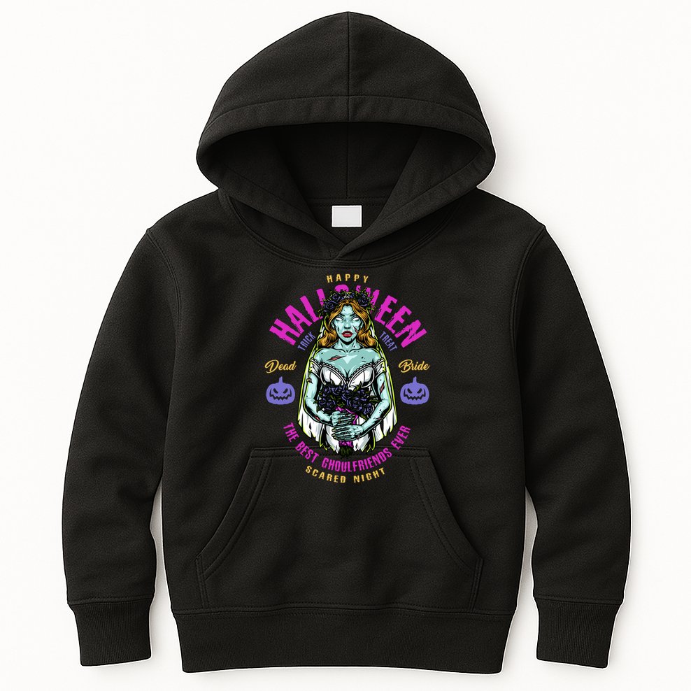 Happy Halloween Zombie Bride Ghoulfriends Zombies Funny Kids Hoodie