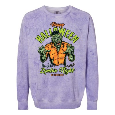 Happy Halloween Zombie Night Colorblast Crewneck Sweatshirt