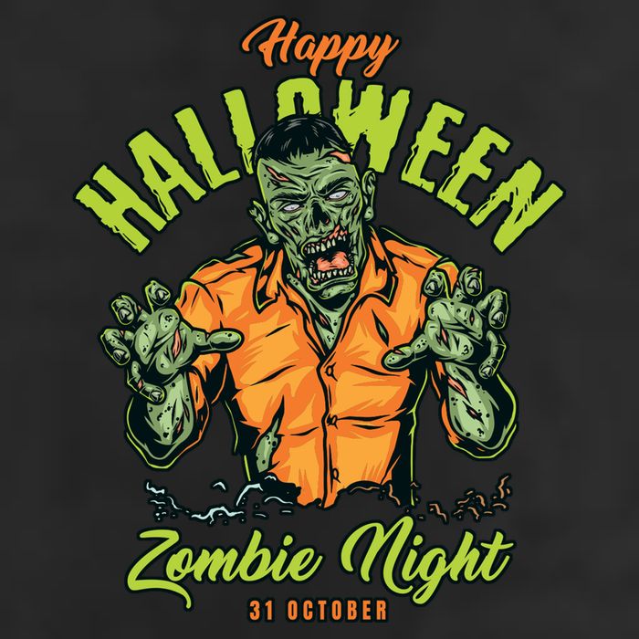 Happy Halloween Zombie Night 7 Panel Mesh Trucker Snapback Hat