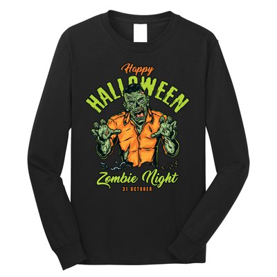 Happy Halloween Zombie Night Long Sleeve Shirt